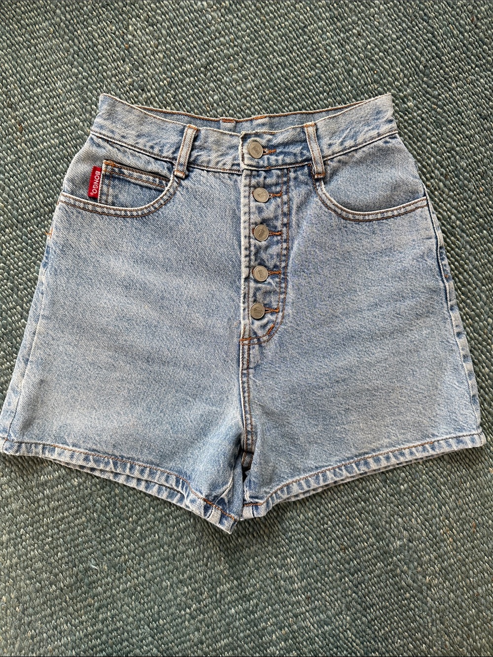 Vintage BONGO Light Blue High-Waist Button-Fly Denim Shorts